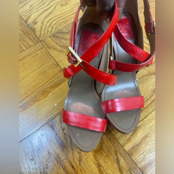 Tory Burch Red Strappy Heels - Picture 5 of 9